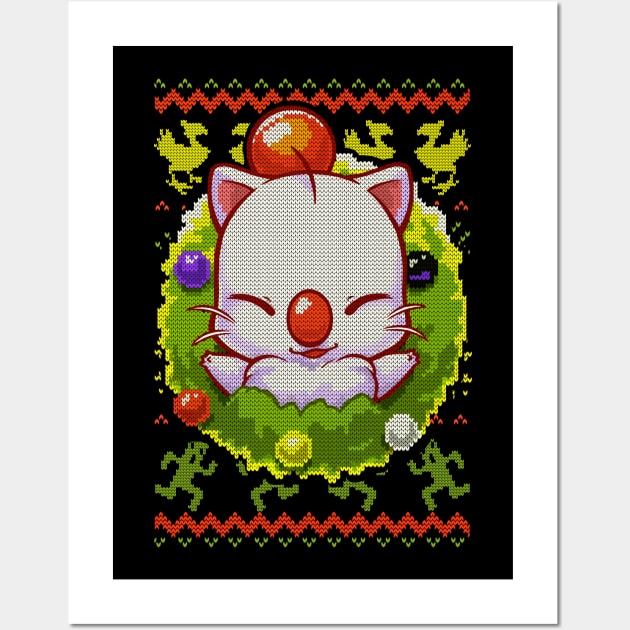 Cute Moogle Final Fantasy - Christmas Ugly Sweater Wall Art by BlancaVidal